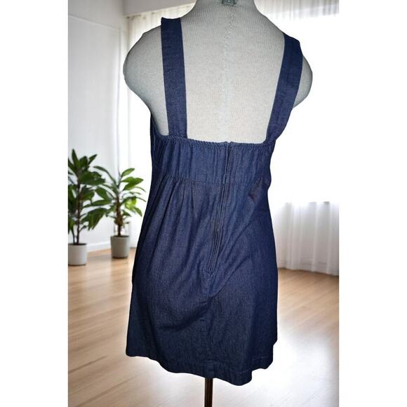 Monteau Denim Mini Dress Heart Button Pinafore Style Size XS/S - Picture 5 of 7